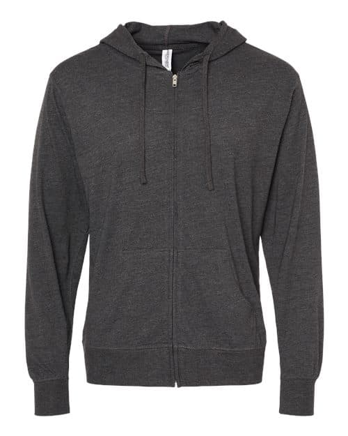 Unisex Lightweight Jersey Full-Zip Hooded T-Shirt