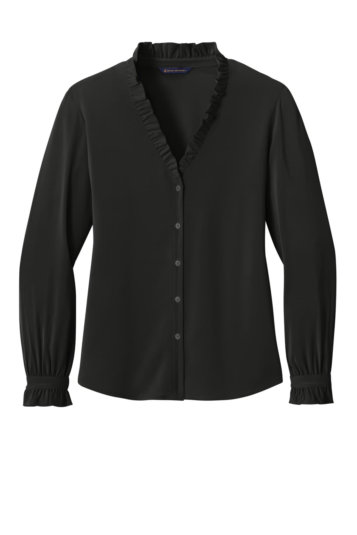 Brooks Brothers Women's Long Sleeve Ruffle Collar Blouse